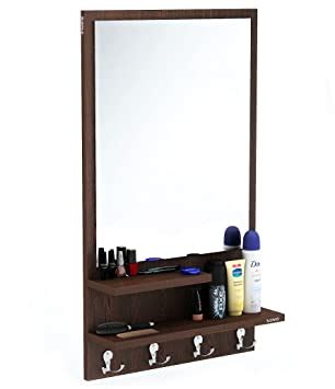 BLUEWUD Rico Engineered Wood Wall Mount Dressing Table Mirror with ...