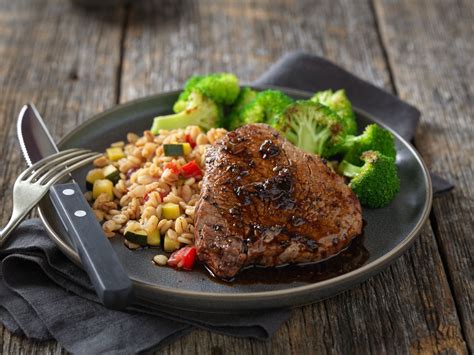 Sweet & Spicy Petite Sirloin Steaks with Vegetable Barley Risotto