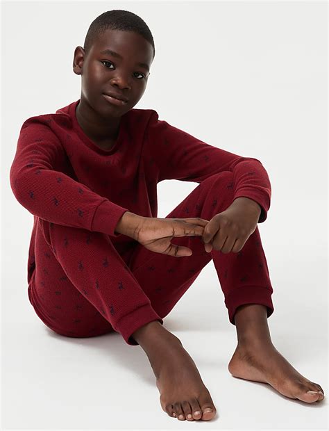 Buy Cosy Waffle Stag Pyjamas (1-16 Yrs) at Marks & Spencer