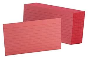 Oxford Ruled Color Index Cards, 3" x 5", Cherry, 100 Per Pack (7321 CHE ...