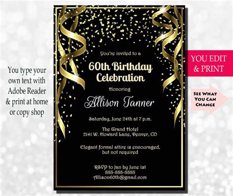 How To Write A 60th Birthday Invitation - Printable Templates Free