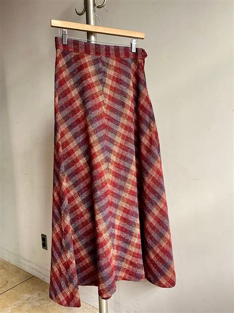 WOOL MIX CHECK MAXI FLAIR SKIRT VINTAGE USA | JUNK SHOP