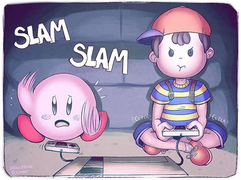 Ness and Kirby Playing Games by Skellytune | Smash bros, Nintendo super ...