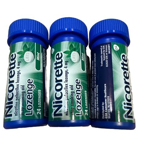 Nicorette Lozenge 4mg Mint 72 count 3 sealed tubes EXP 3-2025 | eBay
