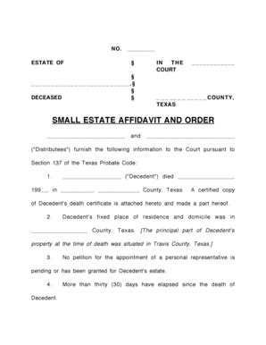18 Printable Small Estate Affidavit Forms and Templates - Fillable ...