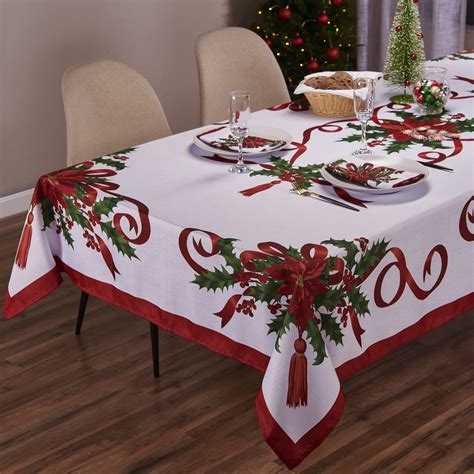 Kadut Christmas Ribbon Tablecloth (60 x 84 Inch) for 5 Foot Rectangle ...