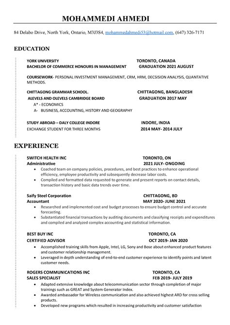Mohammedi Resume Mohammedi - MOHAMMEDI AHMEDI ####### 84 Delabo Drive ...