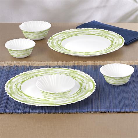 Larah by Borosil Aura Silk Printed Series Opalware Dinner Set | 6 ...