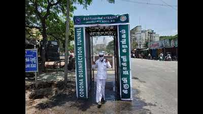 Coronavirus in Tamil Nadu: Disinfection chamber installed at makeshift ...