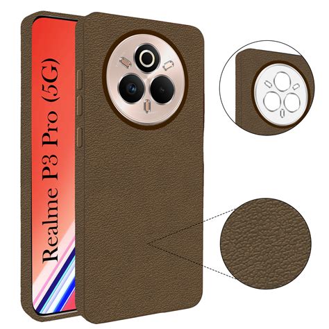 For Realme P3 Pro Back Cover Case (Glass Like Camera Protection | Leat ...