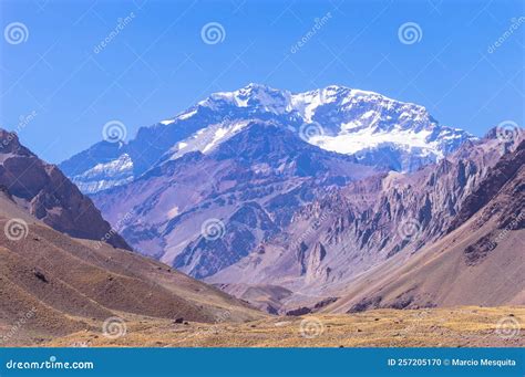 Snowy Peak in the Andes Mountain Range Seen from the Argentine Side ...