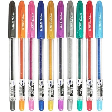 Linc Shine 1.0mm Sparkle Glitter Gel Pen|Set of 10 Ink Shades : Amazon ...