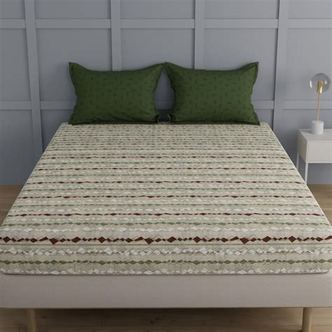Buy TRIDENT Classic Grey Printed Cotton Super King Bedsheet Set ...