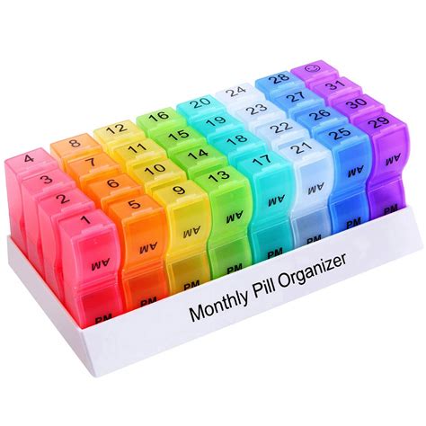 XINHOME Monthly Pill Organizer Box - 31 Day AM/PM Daily Pill Case 32 ...