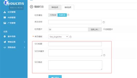Eyoucms企业建站系统如何设置关键词？_易优CMS