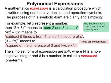 1 polynomial expressions x | PPTX