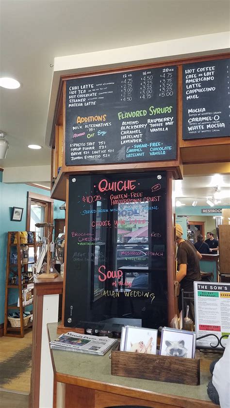 Menu at The Sow's Ear cafe, Verona