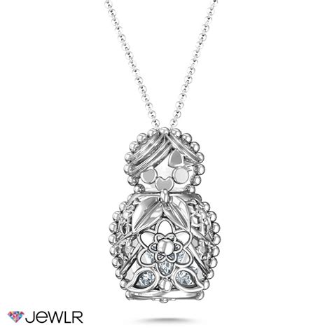 Sterling Silver Nesting Doll Cage Necklace with 3 Cubic Zirconia Stones ...