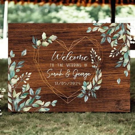 Rustic Wedding Welcome Sign, Wood Rustic Wood Wedding Sign, Welcome Wedding Signs, Personalised ...