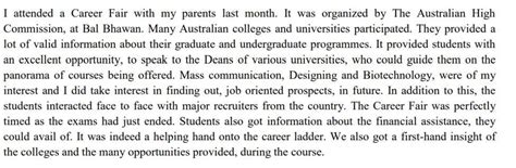 Write a descriptive paragraph about a Career fair that you have ...