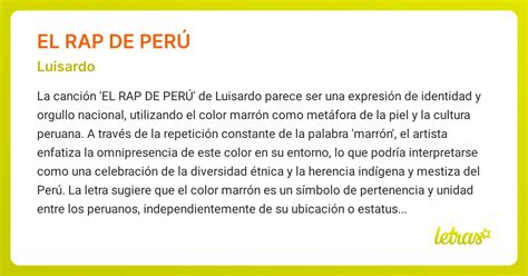 Significado de la canción EL RAP DE PERÚ (Luisardo) - LETRAS.COM