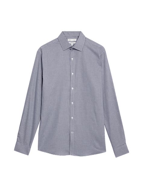 Buy Slim Fit Non Iron Pure Cotton Houndstooth Shirt at Marks & Spencer