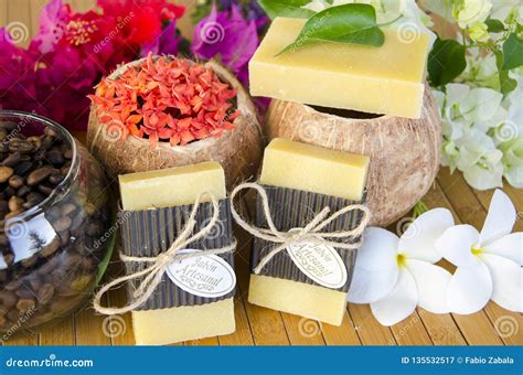 HANDCRAFTED SOAP COCONUT NATURALS Stock Image - Image of manufactured ...