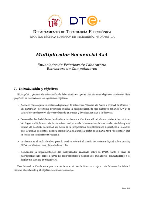 Lab3 Multiplicador Verilog TI abril 2014 v5 - DEPARTAMENTO DE ESCUELA ...