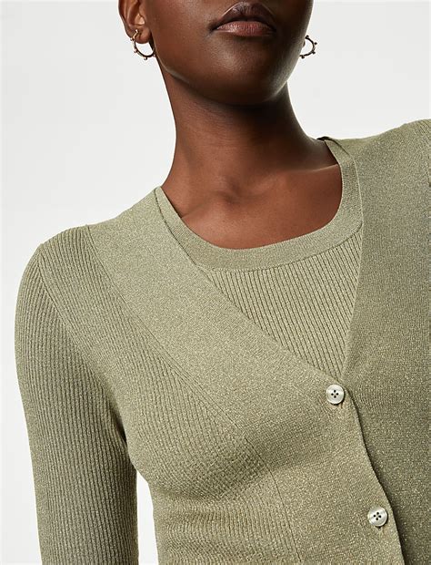 Buy Sparkly V-Neck Button Front Cardigan at Marks & Spencer