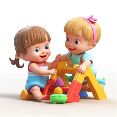 Lindas niñas adorables niños jugando juntos sobre fondo blanco | Foto ...