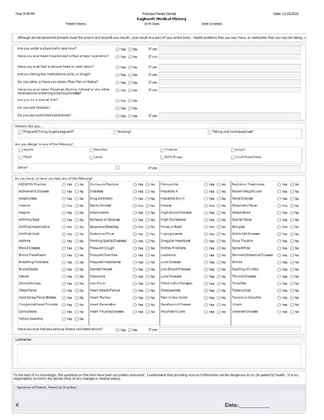 MedicalHistoryMainReport | Precision Family Dental