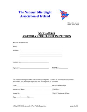 Fillable Online nmai NMAIAW014 ASSEMBLY PRE-FLIGHT INSPECTION - nmai ...