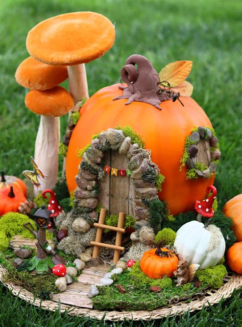 Pumpkin Fairy House - A girl and a glue gun