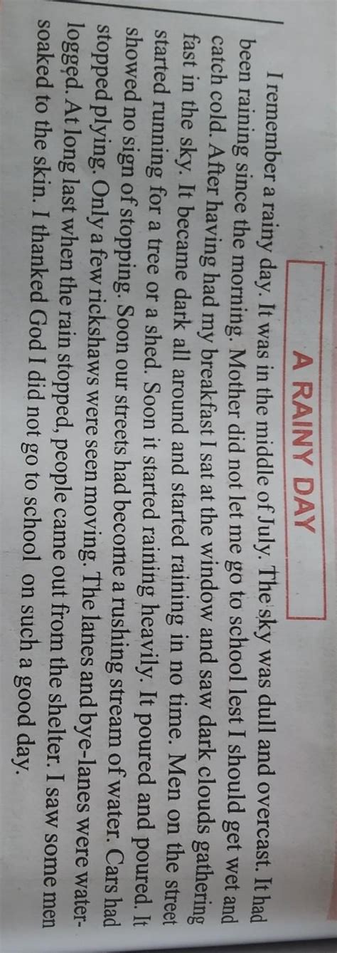 a paragraph about a rainy day - Brainly.in