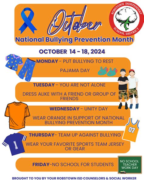 October is National Bullying Prevention Month 2025 | Calendar Printable