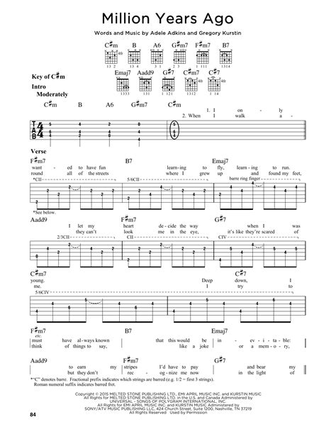 Million Years Ago by Adele - Guitar Lead Sheet - Guitar Instructor