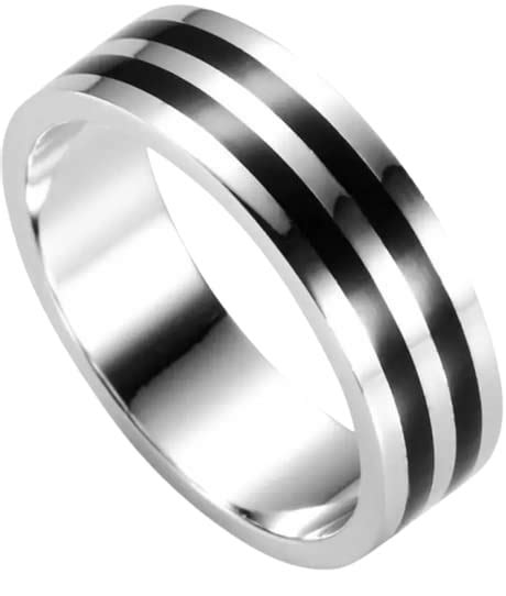 Buy Rings For Men Silver Colour Double Black Stripes Ring 9 at Amazon.in