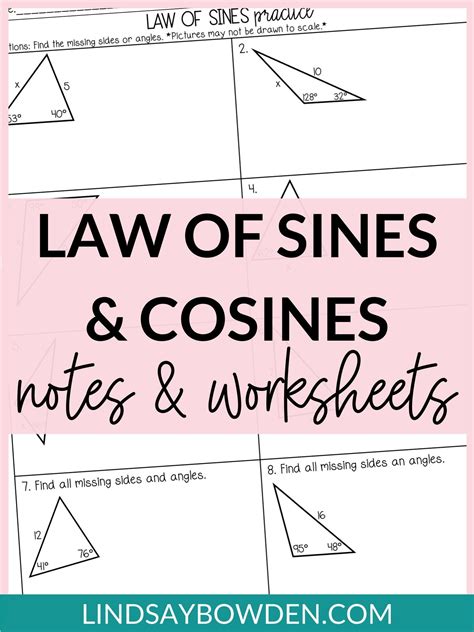 Law of sines and cosines notes and worksheets lindsay bowden – Artofit