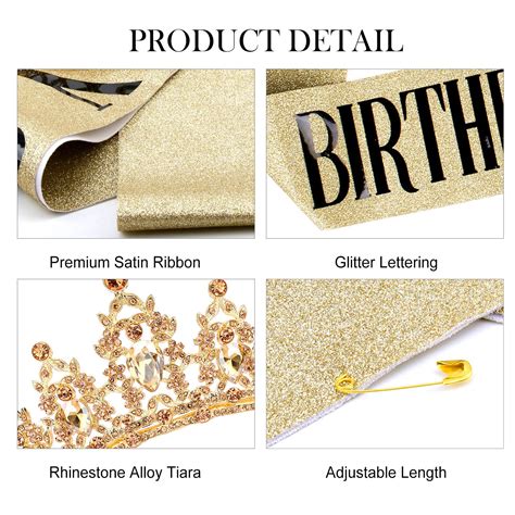 Buy Birthday Queen Sash & Crystal Tiara Kit, Didder Rhinestones Crown ...