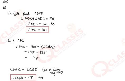 Q4 (a) In the figure given below, ABCD is a cyclic quadrilateral. If ∠ ...