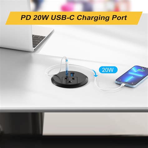 Kungfuking 2 Inch Desk Power Grommet USB C PD 20W, Recessed India | Ubuy