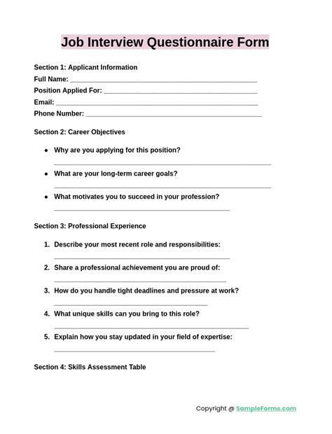Image result for Interview Questionnaire Examples