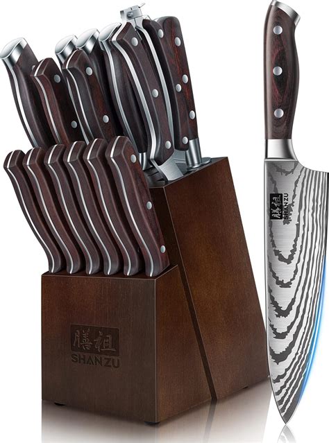 Amazon.com: Farberware 15-Piece Triple Riveted Knife Block Set, High ...