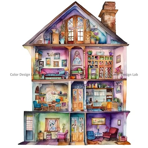 Doll House Clipart Set - Dollhouse 8 PNG - Instant Digital Download ...