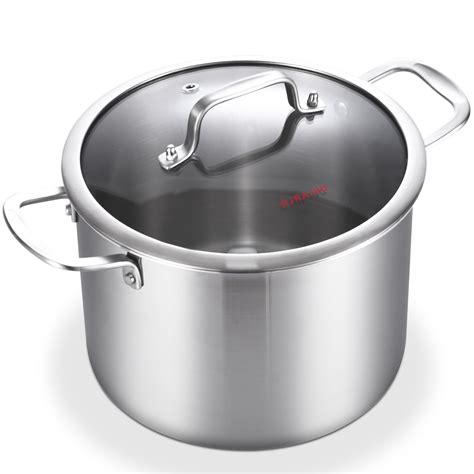 Amazon.com: DELARLO Tri-Ply Stainless Steel 6QT Pot with Lid, Induction ...