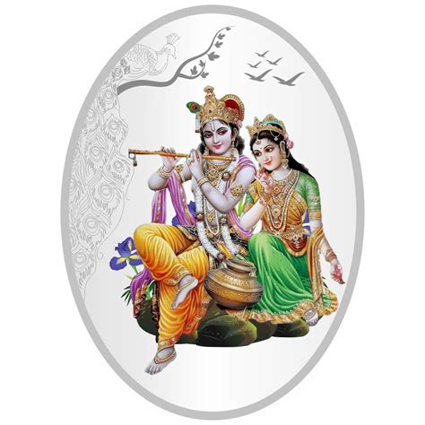 Sikkawala BIS Hallmarked Radha Krishna Peacock Color 999 Silver Coin 1 ...