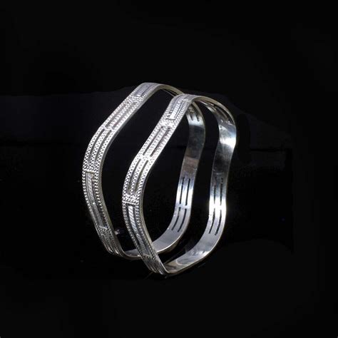 Indian Style Real Sterling Silver Women Bangles Bracelet (Kangan ...