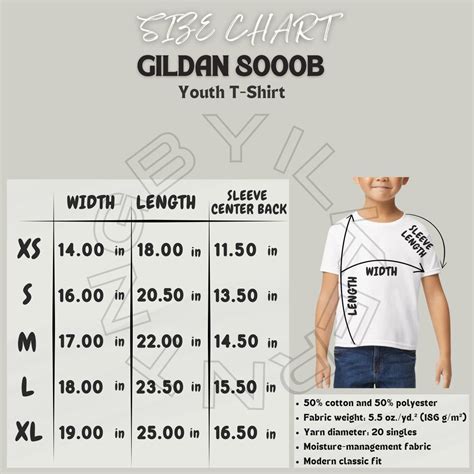 Gildan 8000B Size Chart | Size Chart for Youth Sports Tee | 8000B ...