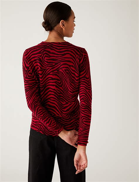 Buy Supersoft Animal Print V-Neck Jumper at Marks & Spencer