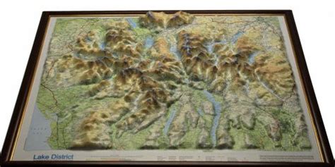 Lake District Raised Relief Map Light Wood Frame Raised Relief ...